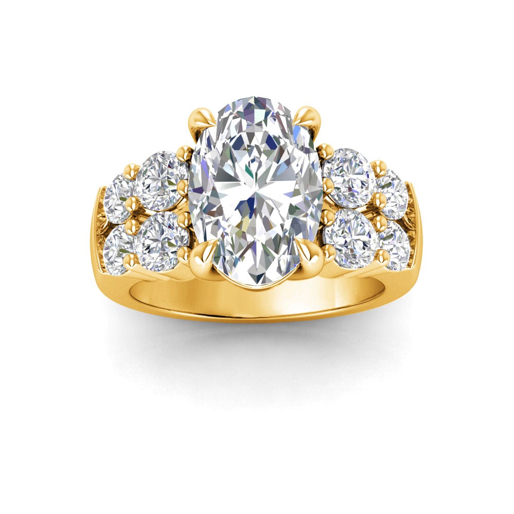 4 Ct Oval Lab Diamond & 1.50 Ctw Wide Band Engagement Ring
