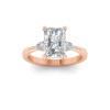 2.5 Ct Radiant Moissanite & .40 Ctw Lab Diamond Three Stone Whisper Engagement Ring