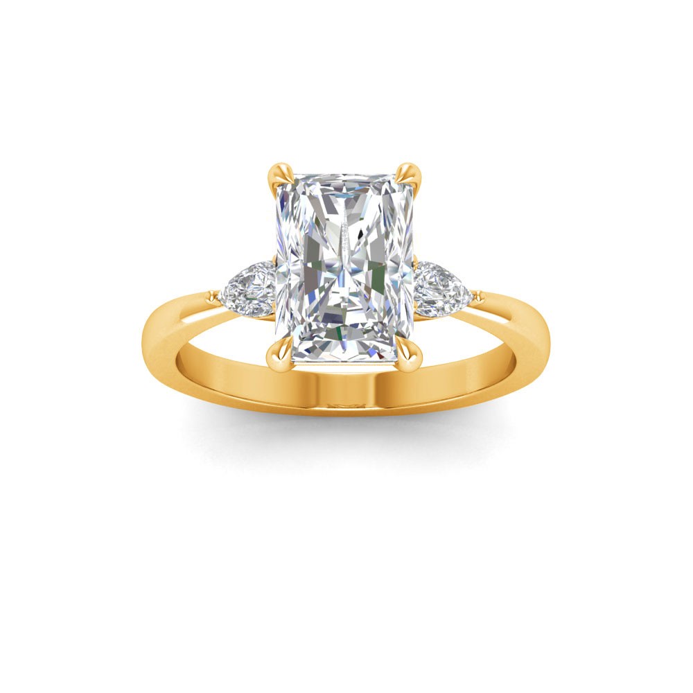 2 Ct Radiant Lab Diamond & .40 Ctw Three Stone Whisper Engagement Ring