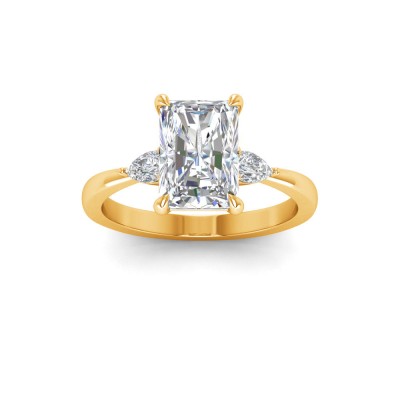 2 Ct Radiant Lab Diamond & .40 Ctw Three Stone Whisper Engagement Ring