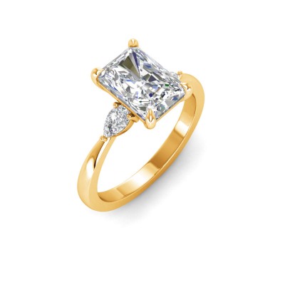 2 Ct Radiant Lab Diamond & .40 Ctw Three Stone Whisper Engagement Ring
