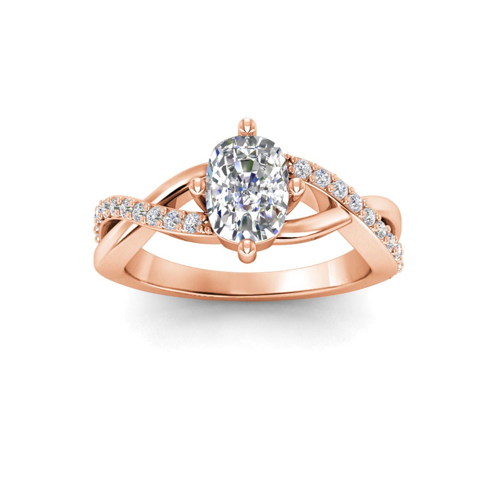 1 Ct Elongated Cushion Lab Diamond & .33 Ctw Classic Twisted Vine Engagement Ring