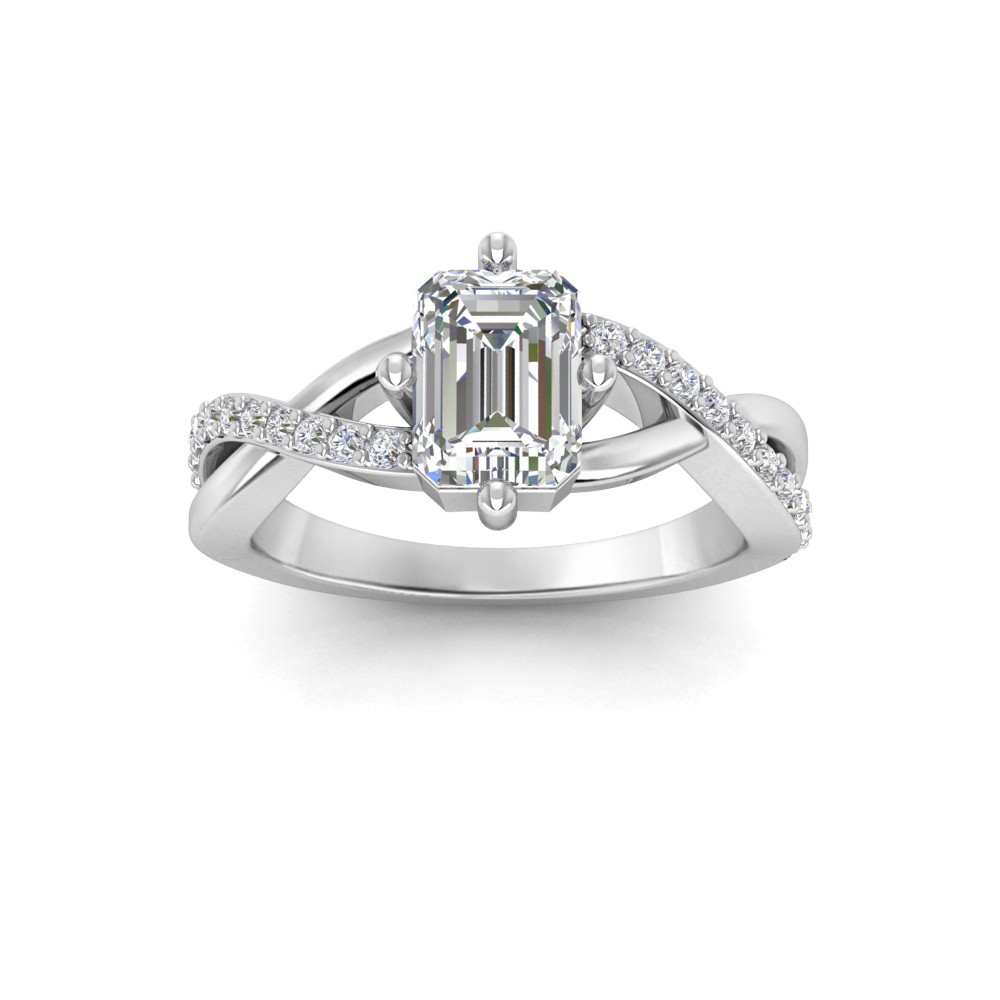 2 Ct Emerald Moissanite & .33 Ctw Lab Diamond Classic Twisted Vine Engagement Ring