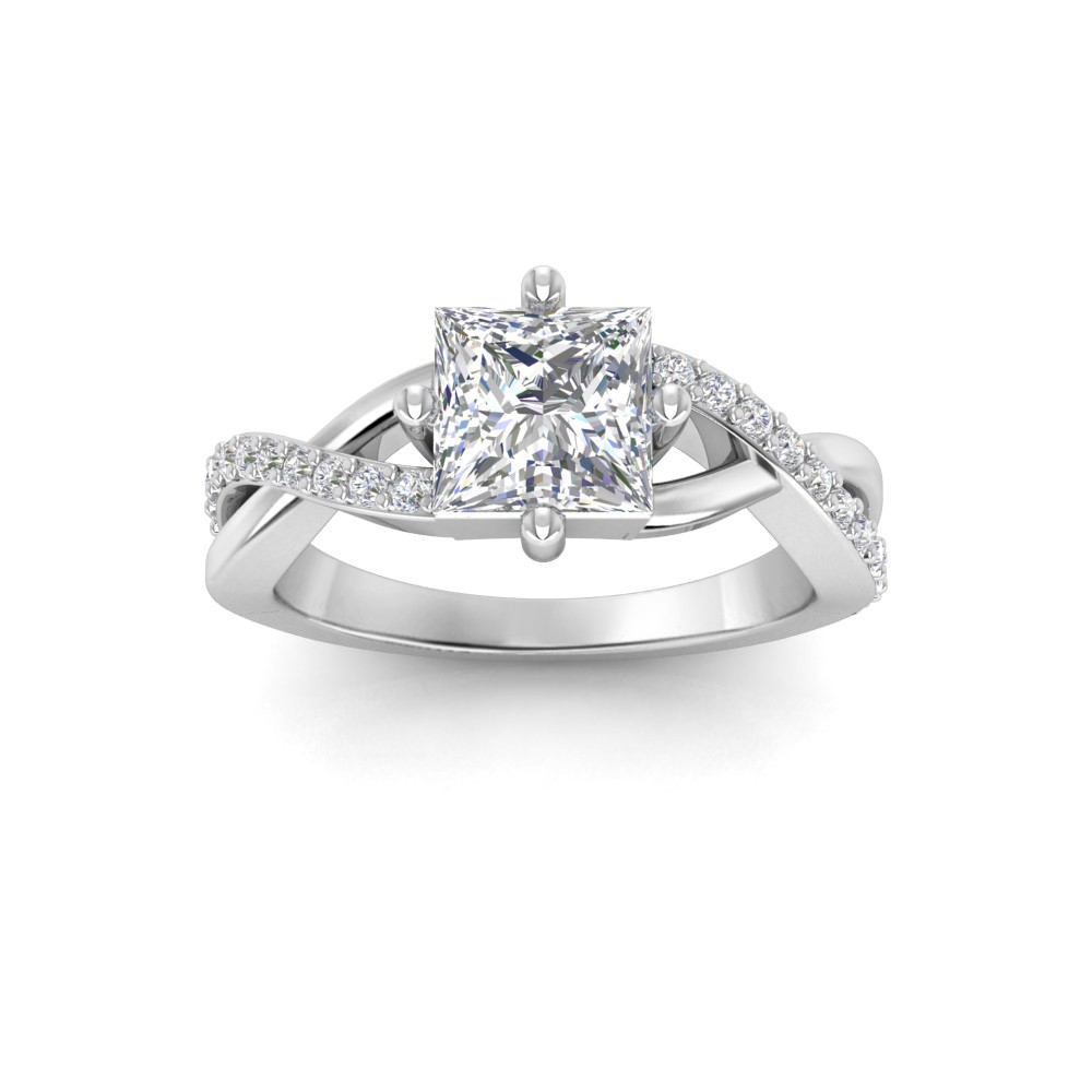 2 Ct Princess Premium Lab Diamond & .33 Ctw Classic Twisted Vine Engagement Ring