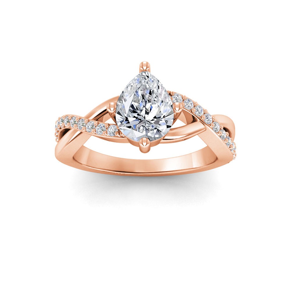 4 Ct Pear Premium Lab Diamond & .33 Ctw Classic Twisted Vine Engagement Ring