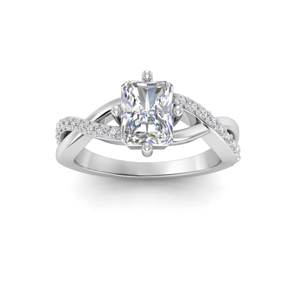 4 Ct Radiant Moissanite & .33 Ctw Lab Diamond Classic Twisted Vine Engagement Ring
