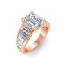 6 Ct Emerald Moissanite Wide Baguette Cut Engagement Ring