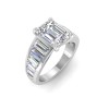 5 Ct Emerald Lab Diamond Wide Baguette Cut Engagement Ring