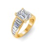 6 Ct Emerald Moissanite Wide Baguette Cut Engagement Ring