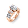 5 Ct Elongated Cushion Premium Lab Diamond & 1.67 Ctw Lab Diamond Baguette Wide Band Engagement Ring