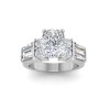 4 Ct Elongated Cushion Lab Diamond & 1.67 Ctw Lab Diamond Baguette Wide Band Engagement Ring
