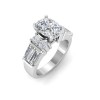 4 Ct Elongated Cushion Lab Diamond & 1.67 Ctw Lab Diamond Baguette Wide Band Engagement Ring