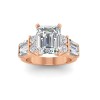 4 Ct Emerald Moissanite & 1.67 Ctw Lab Diamond Baguette Wide Band Engagement Ring