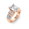 4 Ct Emerald Moissanite & 1.67 Ctw Lab Diamond Baguette Wide Band Engagement Ring