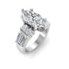 3 Ct Marquise Lab Diamond & 1.67 Ctw Lab Diamond Baguette Wide Band Engagement Ring