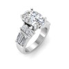 3 Ct Oval Lab Diamond & 1.67 Ctw Lab Diamond Baguette Wide Band Engagement Ring
