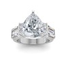 4 Ct Pear Premium Lab Diamond & 1.67 Ctw Lab Diamond Baguette Wide Band Engagement Ring