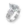 4 Ct Pear Premium Lab Diamond & 1.67 Ctw Lab Diamond Baguette Wide Band Engagement Ring