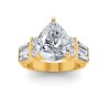 3 Ct Pear Moissanite & 1.67 Ctw Lab Diamond Baguette Wide Band Engagement Ring