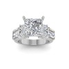 2 Ct Princess Premium Lab Diamond & 1.67 Ctw Lab Diamond Baguette Wide Band Engagement Ring