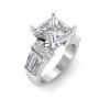 2 Ct Princess Premium Lab Diamond & 1.67 Ctw Lab Diamond Baguette Wide Band Engagement Ring