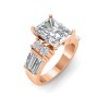 4 Ct Radiant Lab Diamond & 1.67 Ctw Lab Diamond Baguette Wide Band Engagement Ring
