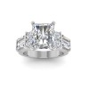 4 Ct Radiant Premium Lab Diamond & 1.67 Ctw Lab Diamond Baguette Wide Band Engagement Ring