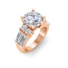 4 Ct Round Lab Diamond & 1.67 Ctw Lab Diamond Baguette Wide Band Engagement Ring