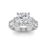 3 Ct Round Lab Diamond & 1.67 Ctw Lab Diamond Baguette Wide Band Engagement Ring