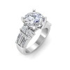 3 Ct Round Lab Diamond & 1.67 Ctw Lab Diamond Baguette Wide Band Engagement Ring