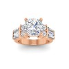 6 Ct Cushion Moissanite & 1.67 Ctw Lab Diamond Baguette Wide Band Engagement Ring