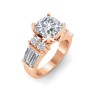 6 Ct Cushion Moissanite & 1.67 Ctw Lab Diamond Baguette Wide Band Engagement Ring