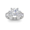 3 Ct Cushion Premium Lab Diamond & 1.67 Ctw Lab Diamond Baguette Wide Band Engagement Ring