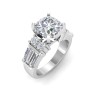 3 Ct Cushion Premium Lab Diamond & 1.67 Ctw Lab Diamond Baguette Wide Band Engagement Ring