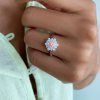 .25 Ct Round Morganite & .42 ctw Diamond Sunburst Halo Engagement Ring