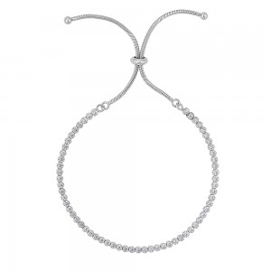 Silver CZ Bolo Bracelet