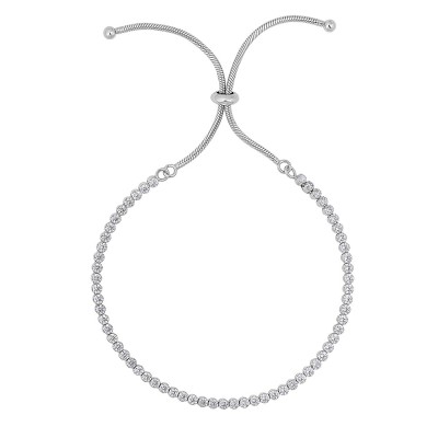 Silver CZ Bolo Tennis Bracelet
