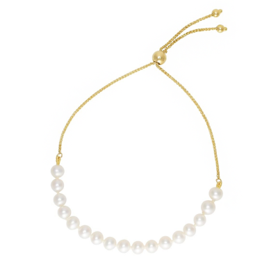 Gold Pearl String Bolo Bracelet