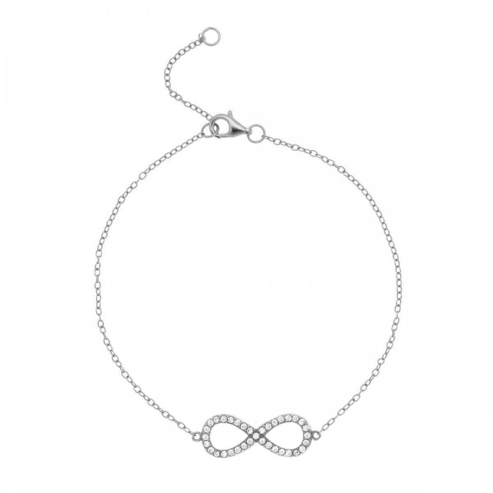 Silver Pavé CZ Infinity Bracelet