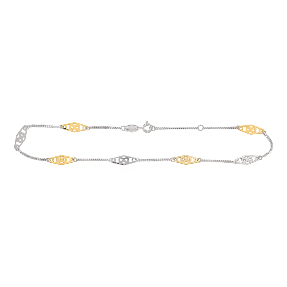 Gold & Silver Diamond Shape Anklet