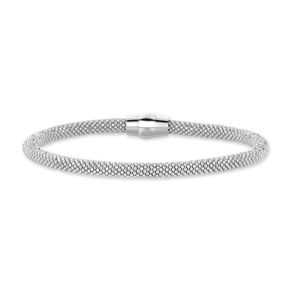 Silver Magnetic Clasp Popcorn Bangle Bracelet