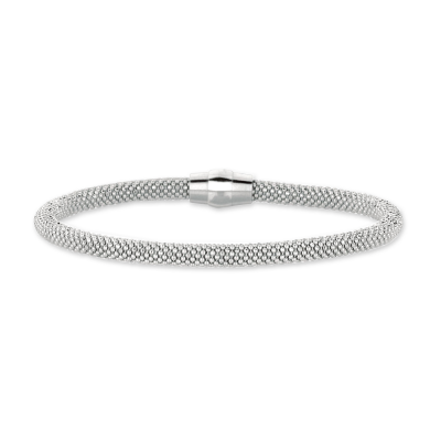 Silver Magnetic Clasp Popcorn Bangle Bracelet