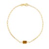 Gold Emerald Cut Citrine Paperclip Bracelet