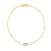 Gold Emerald Cut White Topaz Paperclip Bracelet