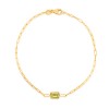 Gold Emerald Cut Peridot Paperclip Bracelet