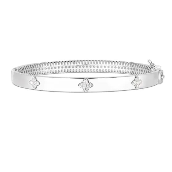 Gold & Diamond Clover Bangle Bracelet