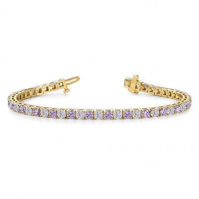 Alternating Moissanite and Amethyst Birthstone Classic Tennis Bracelet