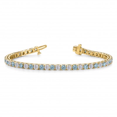 Alternating Moissanite and Aquamarine Birthstone Classic Tennis Bracelet