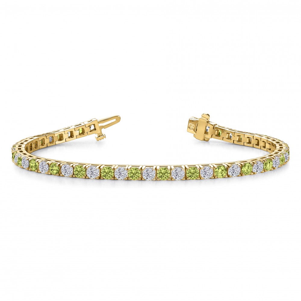 Alternating Moissanite and Peridot Birthstone Classic Tennis Bracelet
