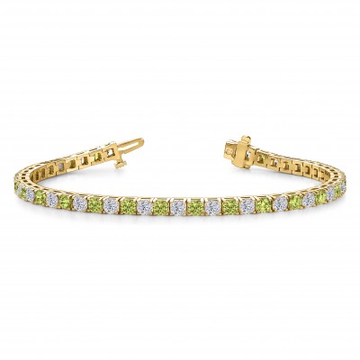 Alternating Moissanite and Peridot Birthstone Classic Tennis Bracelet